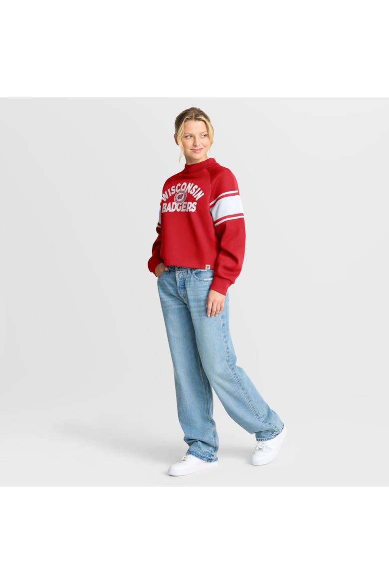 Women's Fanatics Red Wisconsin Badgers Oversized Hometown Premium Punt Coverage Raglan Pullover Sweatshirt, Alternate, color, Red