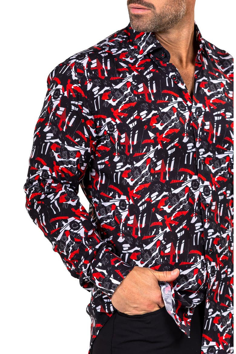 Fibonacci Marthyr 0284 Contemporary Fit Button-Up Shirt, Alternate, color, BLACK