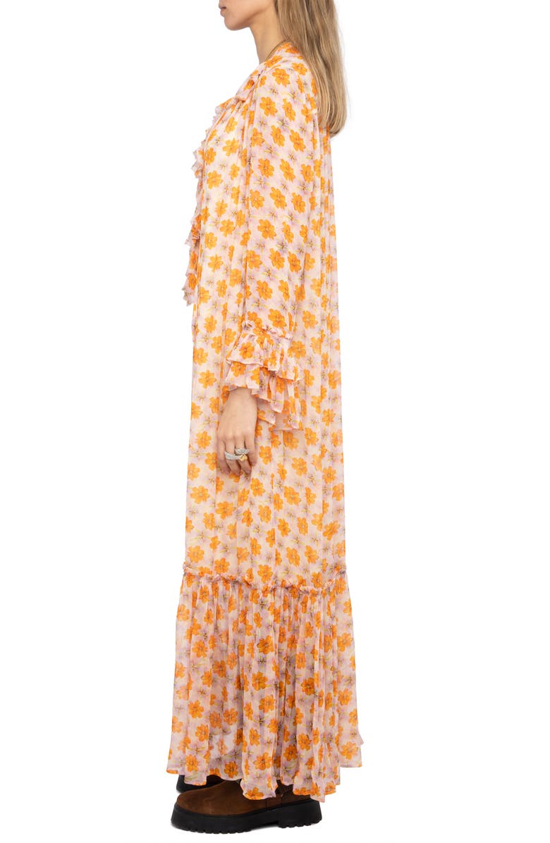 Zadig & Voltaire Floral Long Sleeve Maxi Dress, Alternate, color, Cream
