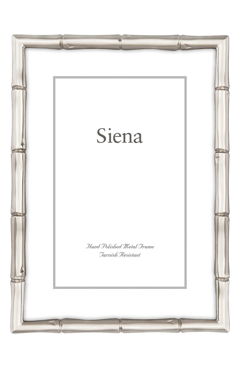 Siena Silvertone Bamboo Design 4" x 6" Picture Frame, Main, color, Silver