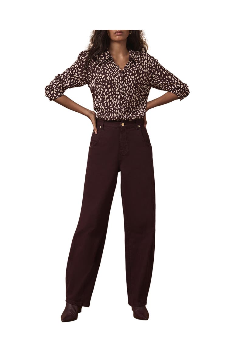 Animal Print Shirt, Main, color, Burgundy