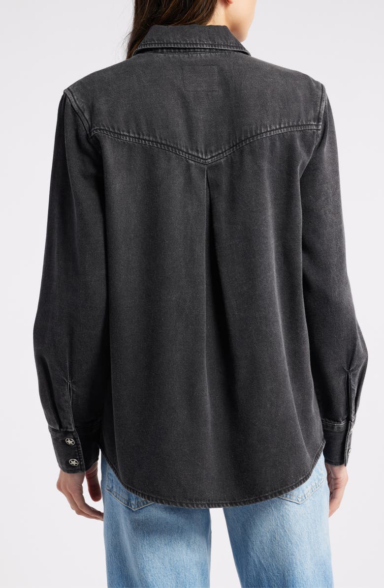 Rails August Cotton & Lyocell Western Button-Up Shirt, Alternate, color, Faded Black