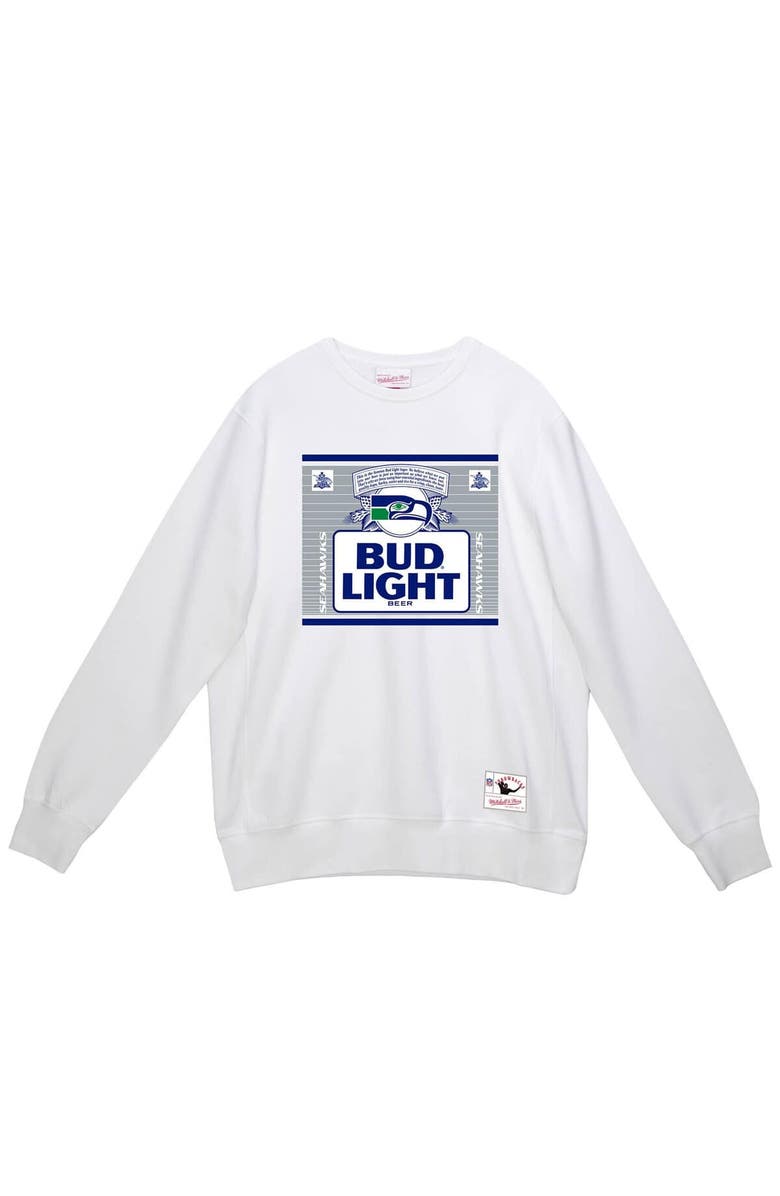 Mitchell & Ness Men's Mitchell & Ness x Bud Light White Seattle Seahawks The Crest Pullover Sweatshirt, Alternate, color, White