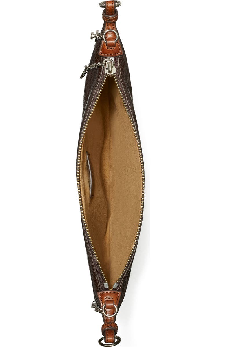 Tory Burch Mini Chain Strap Croc Embossed Leather Balloon Bag, Alternate, color, Dark Brown