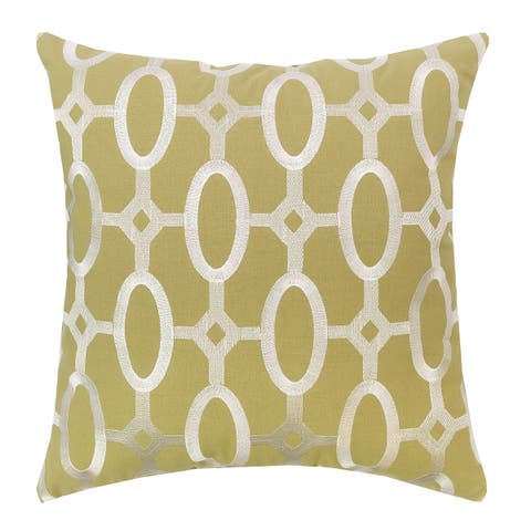 Cream on Green Tufted Accent Pillow 17" x 17"