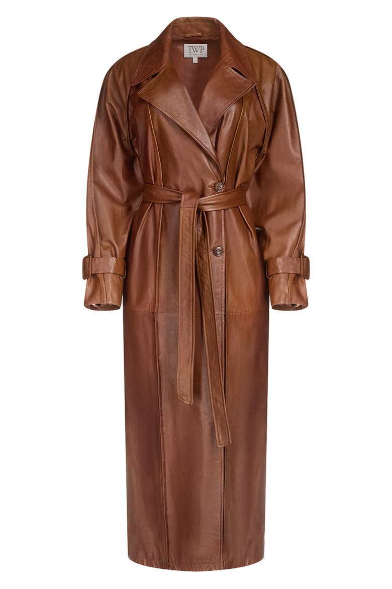 Unfinished Business Leather Trench Coat, Alternate, color, CIGAR