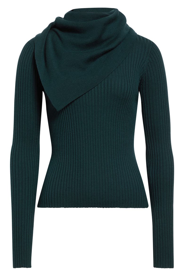 Valiant Merino Wool Scarf Sweater, Main, color, BOTTLE GREEN