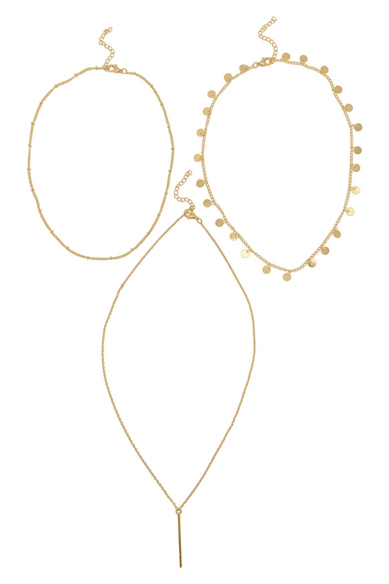 Set of 3 Water Resistant Chain Necklaces, Alternate, color, YELLOW