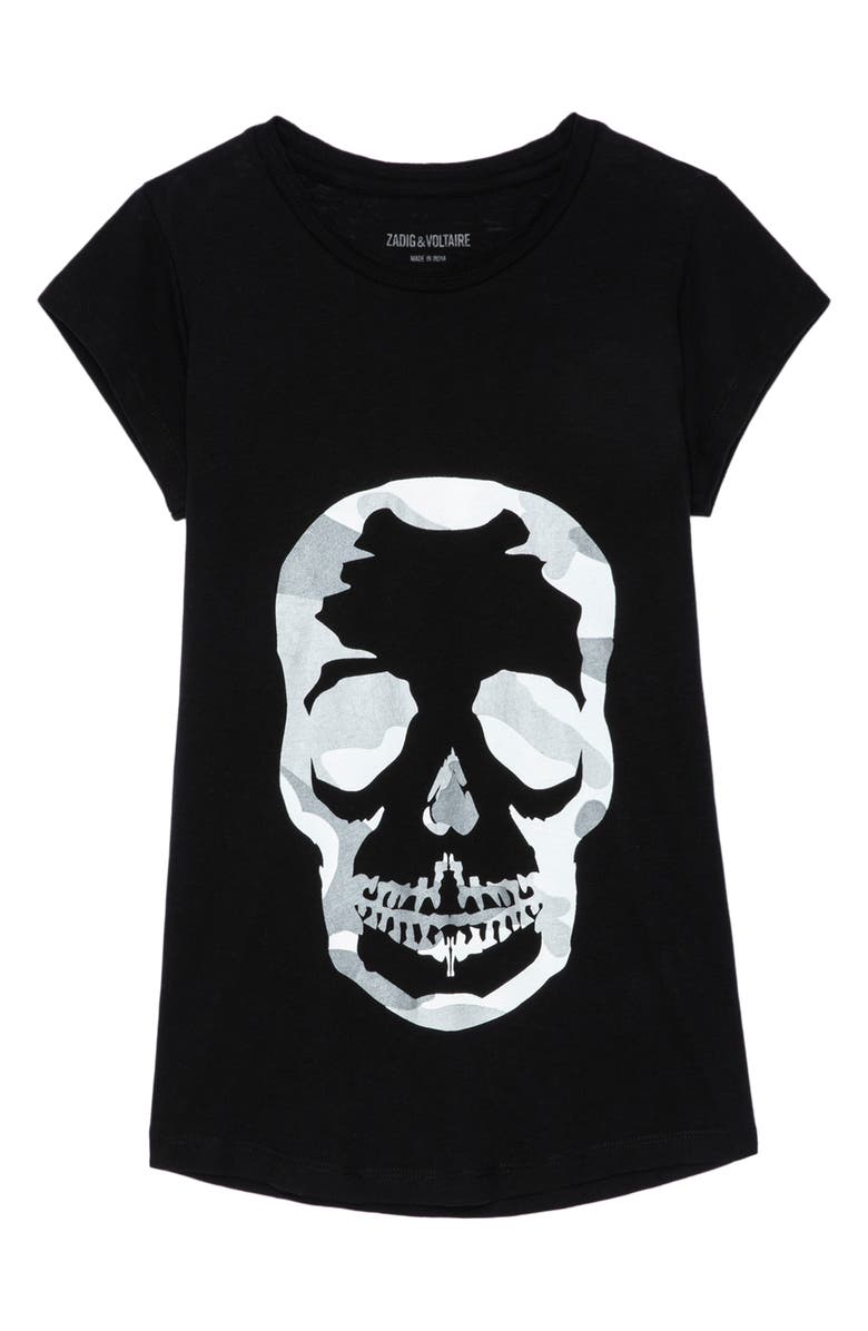Zadig & Voltaire Camo Skull Cotton & Modal Graphic Tee, Alternate, color,