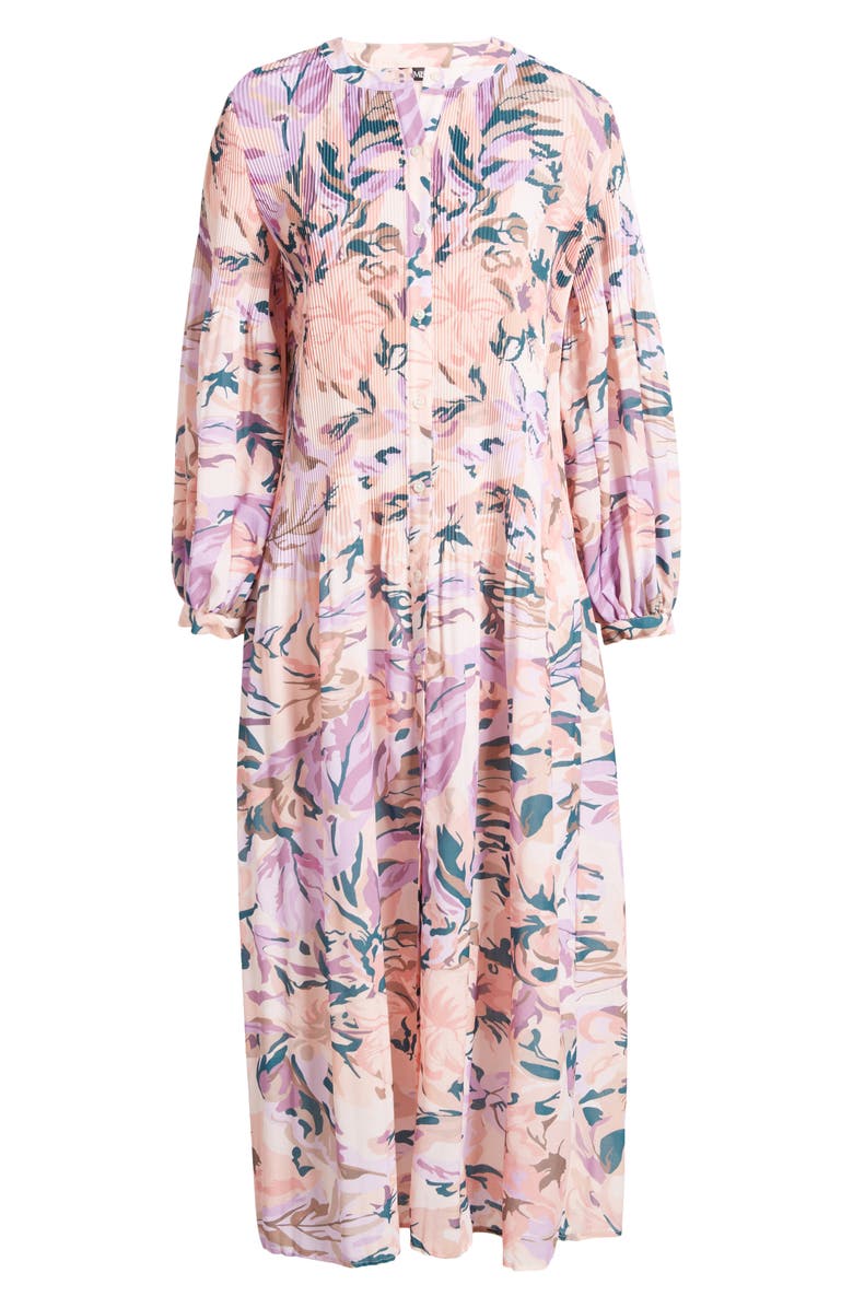 Misook Floral Long Sleeve Crêpe de Chine Dress, Alternate, color, 