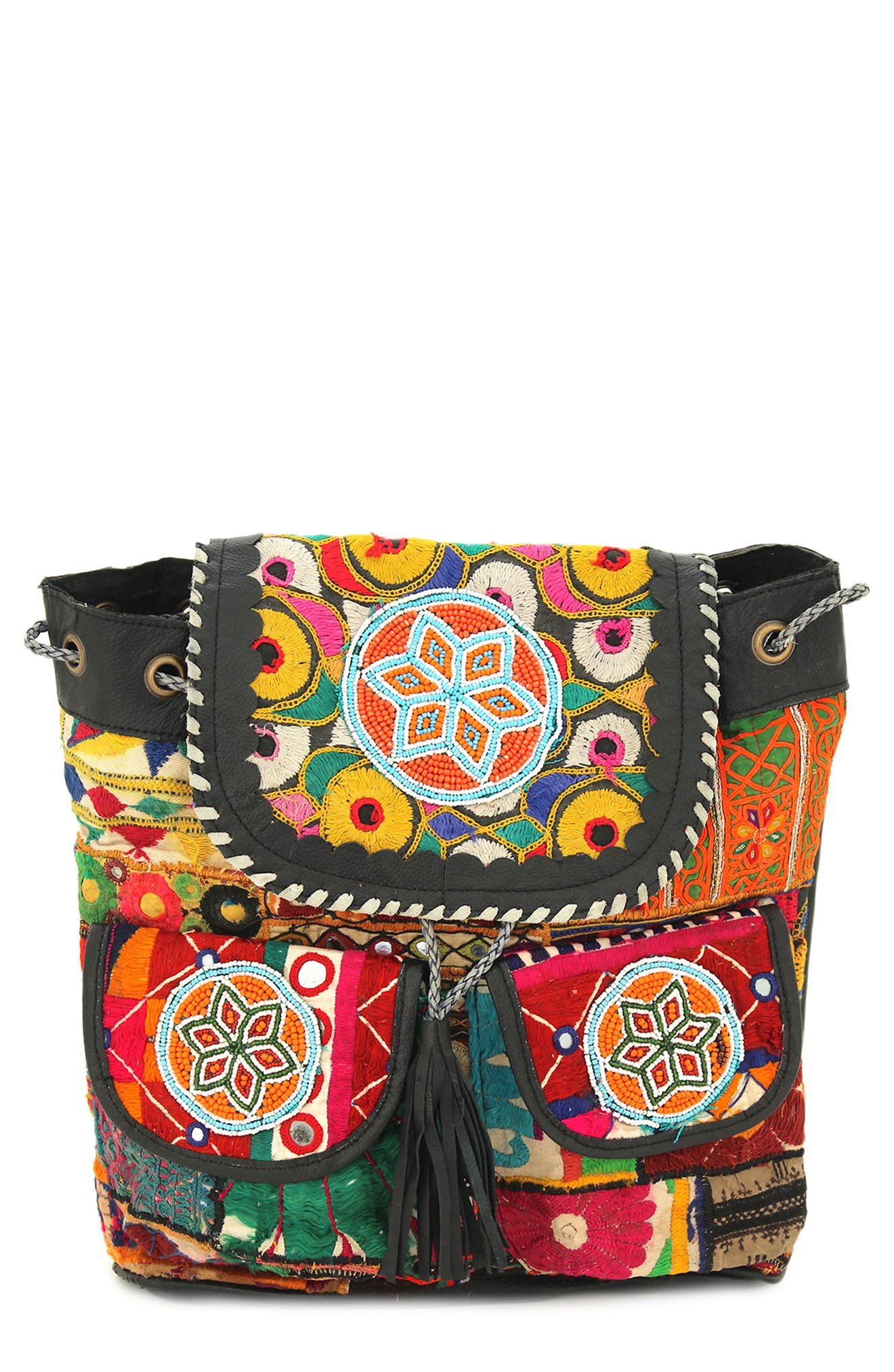 VINTAGE ADDICTION Beaded & Embroidered Design Backpack, Main, color, 