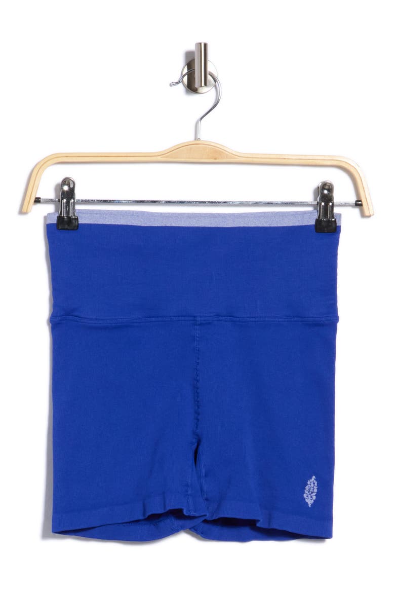 Tighten Up Foldover Performance Bike Shorts, Main, color, BLUE OPAL