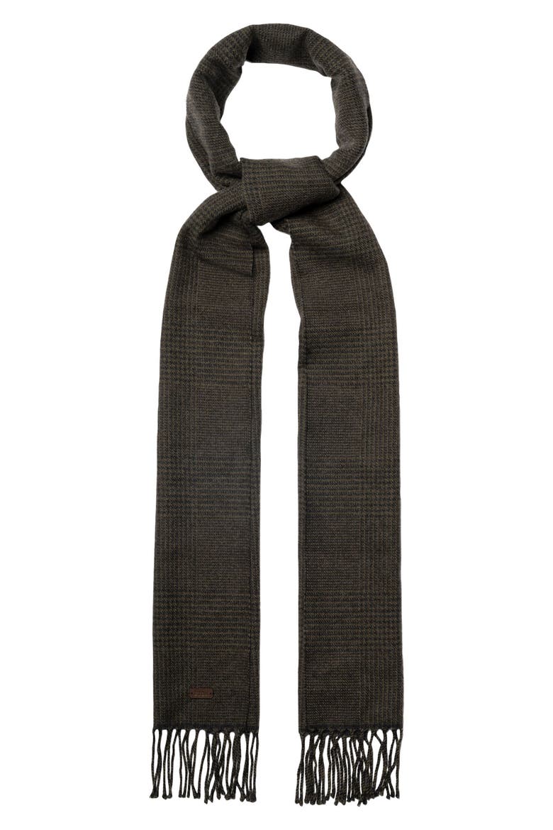 Houndsttoh Check Merino Wool Scarf, Main, color, DARK GREEN