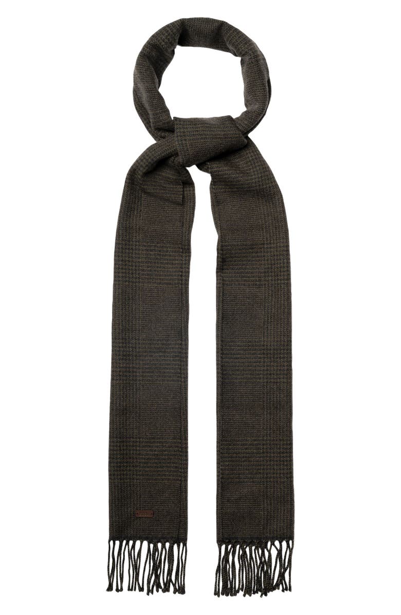 Eton Houndsttoh Check Merino Wool Scarf, Main, color, Dark Green
