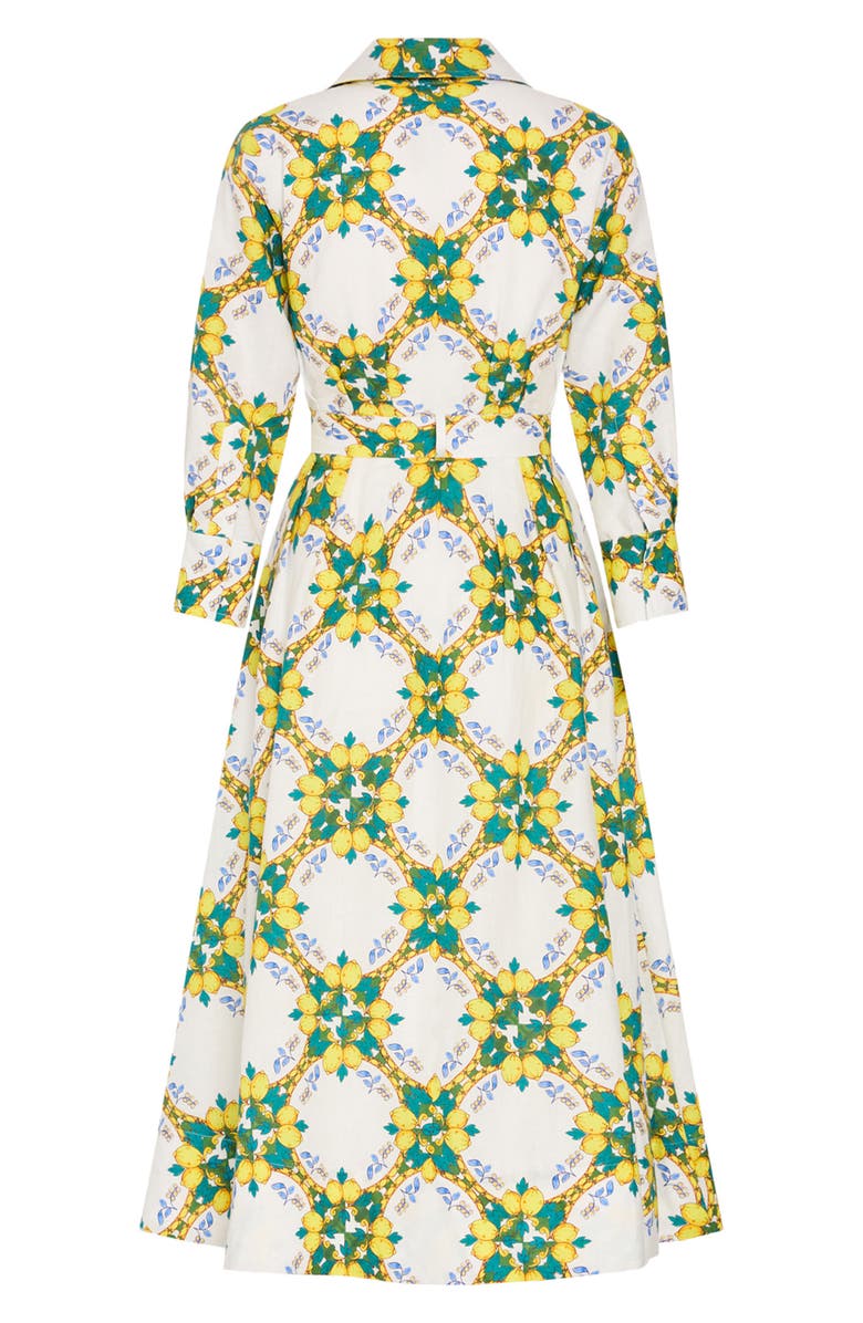 Milly Lexi Print Tie Waist Midi Shirtdress, Alternate, color, Yellow Multi