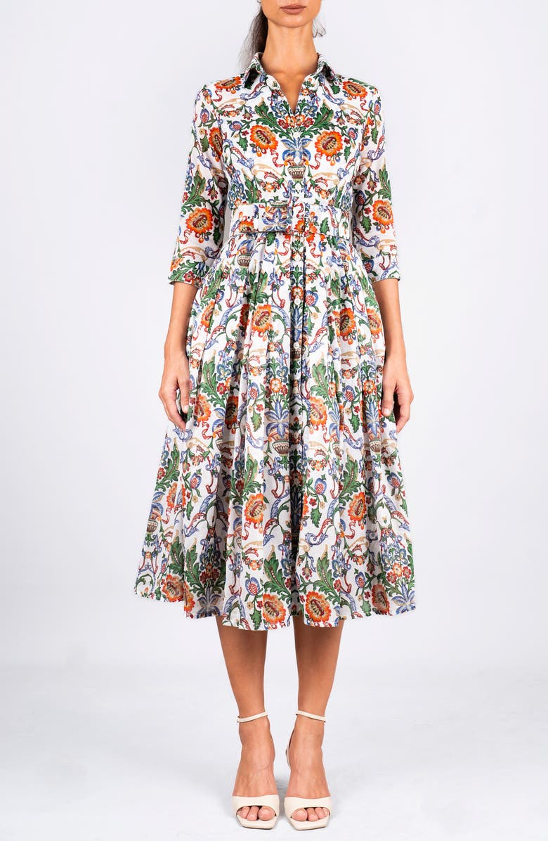 SAMANTHA SUNG Pleated Midi Audrey Shirtdress, Main, color, Vittoriale