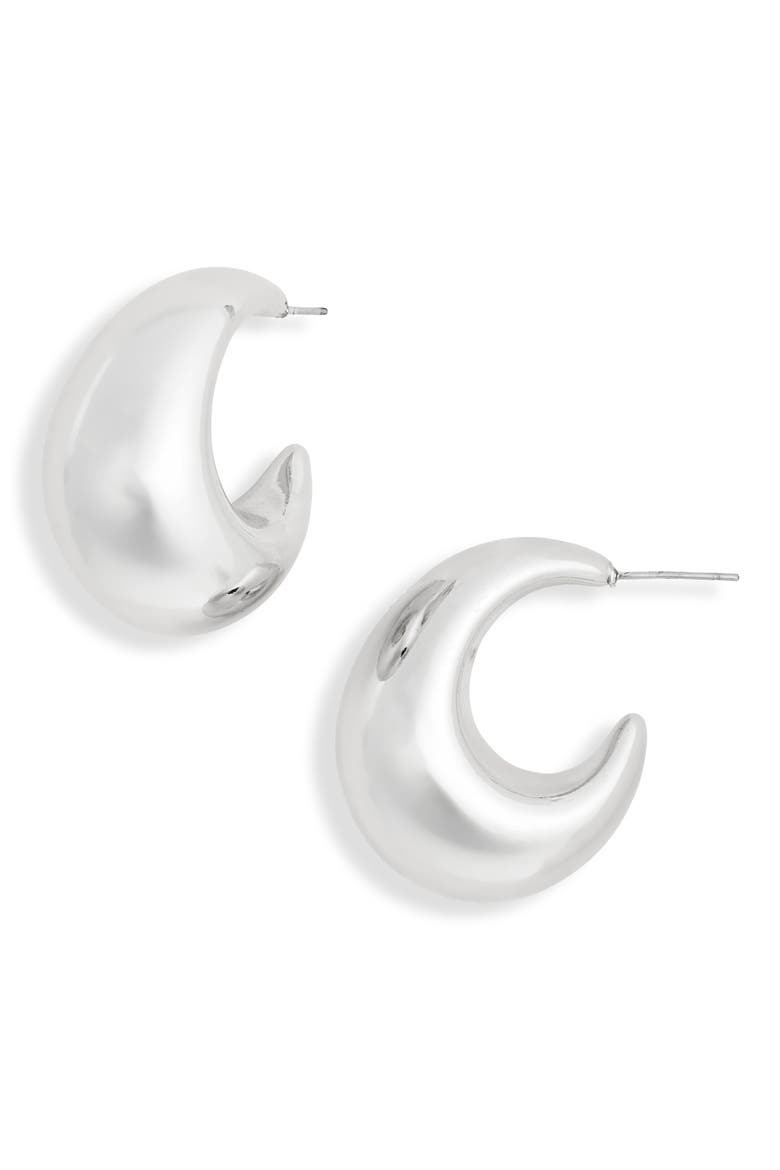 Puffy Hoop Earrings, Main, color, SILVER