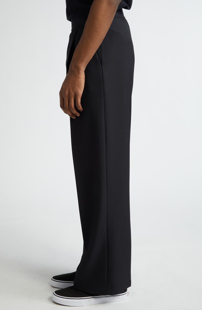 STOCKHOLM SURFBOARD CLUB Elaine Logo Jacquard Waist Pleated Wide Leg Pants, Alternate, color, B90 Black