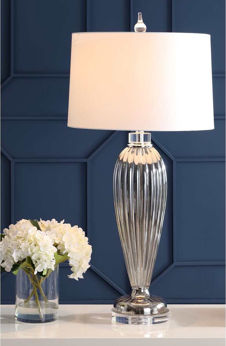 JONATHAN Y Julian 33.5" Glass/Crystal LED Table Lamp, Smoked Grey, Alternate, color, Smoked Gray