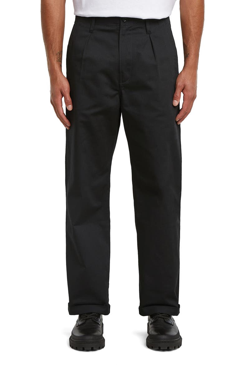 Pleat Front Chinos, Main, color, DK BLACK