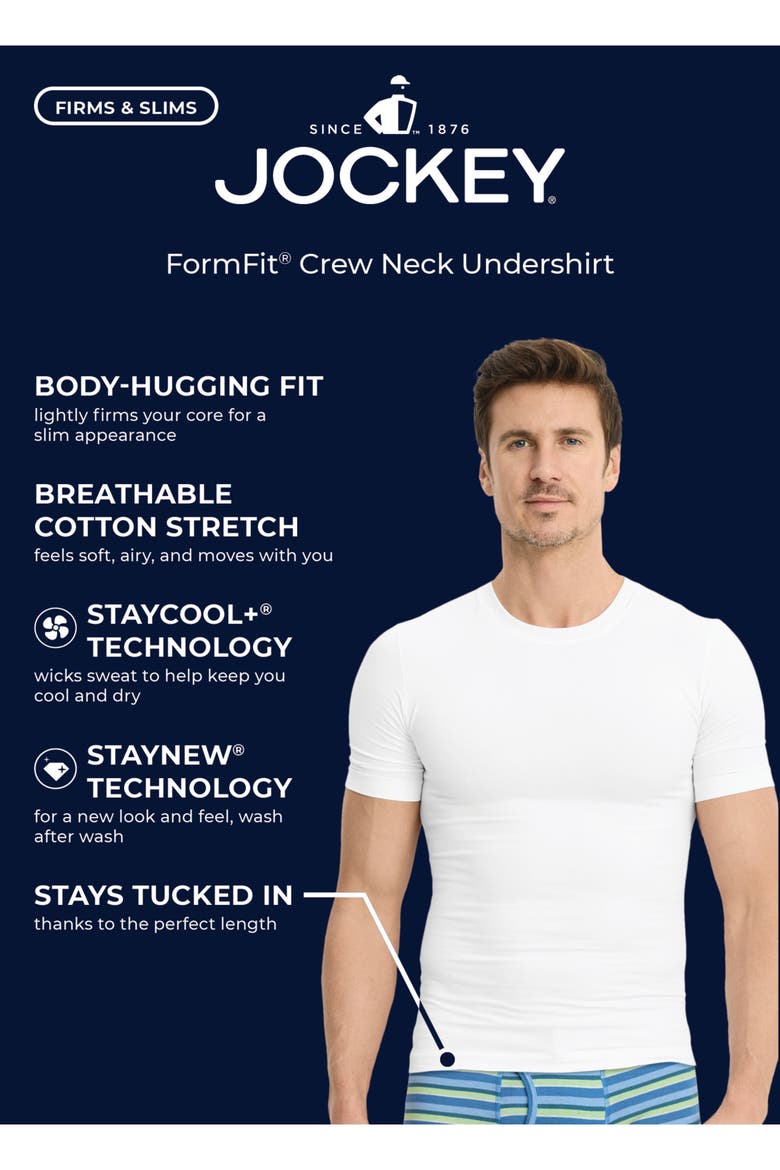 Men's FormFit Cotton Stretch Crew Neck Undershirt, Alternate, color, Diamond White