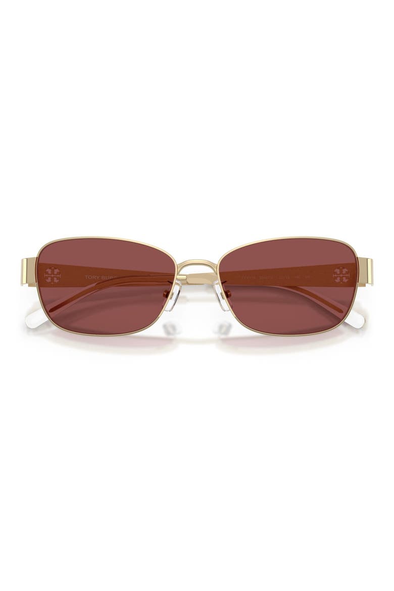 55mm Gradient Polarized Rectangular Sunglasses, Alternate, color, SHINY LIGHT GOLD / DARK VIOLET