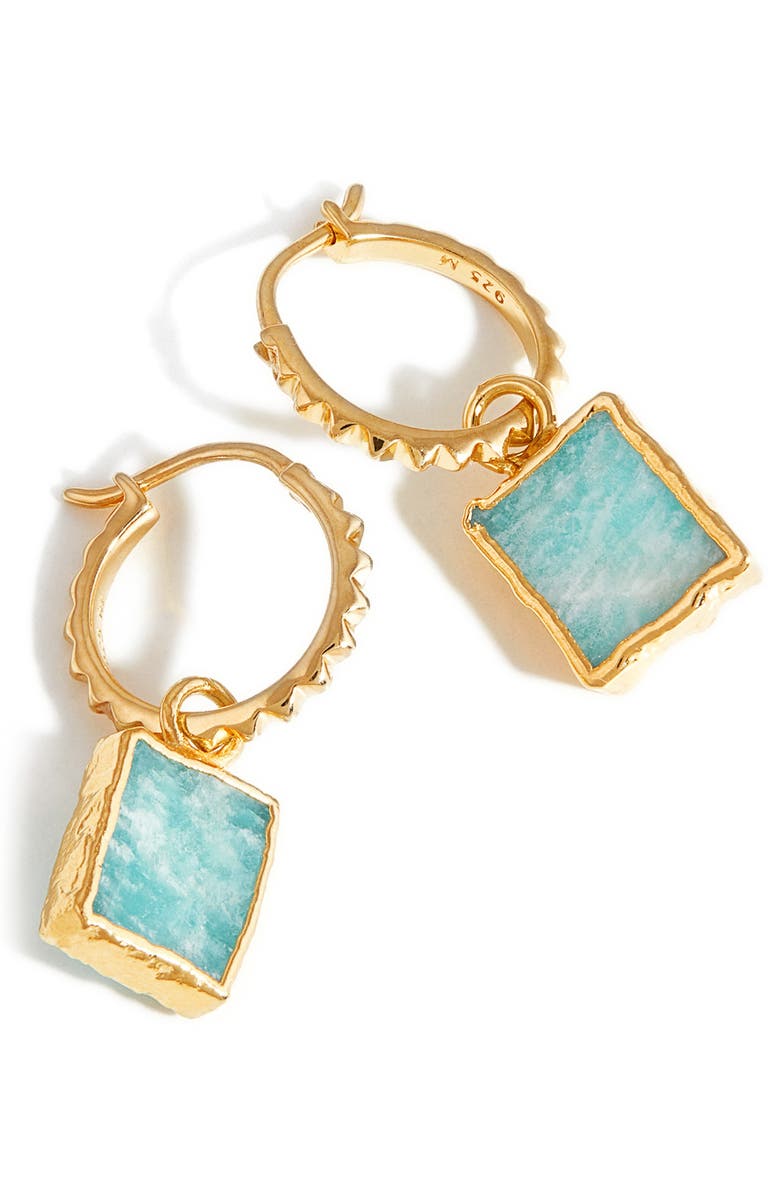 Missoma Amazonite Drop Pyramid Huggie Hoop Earrings, Alternate, color,
