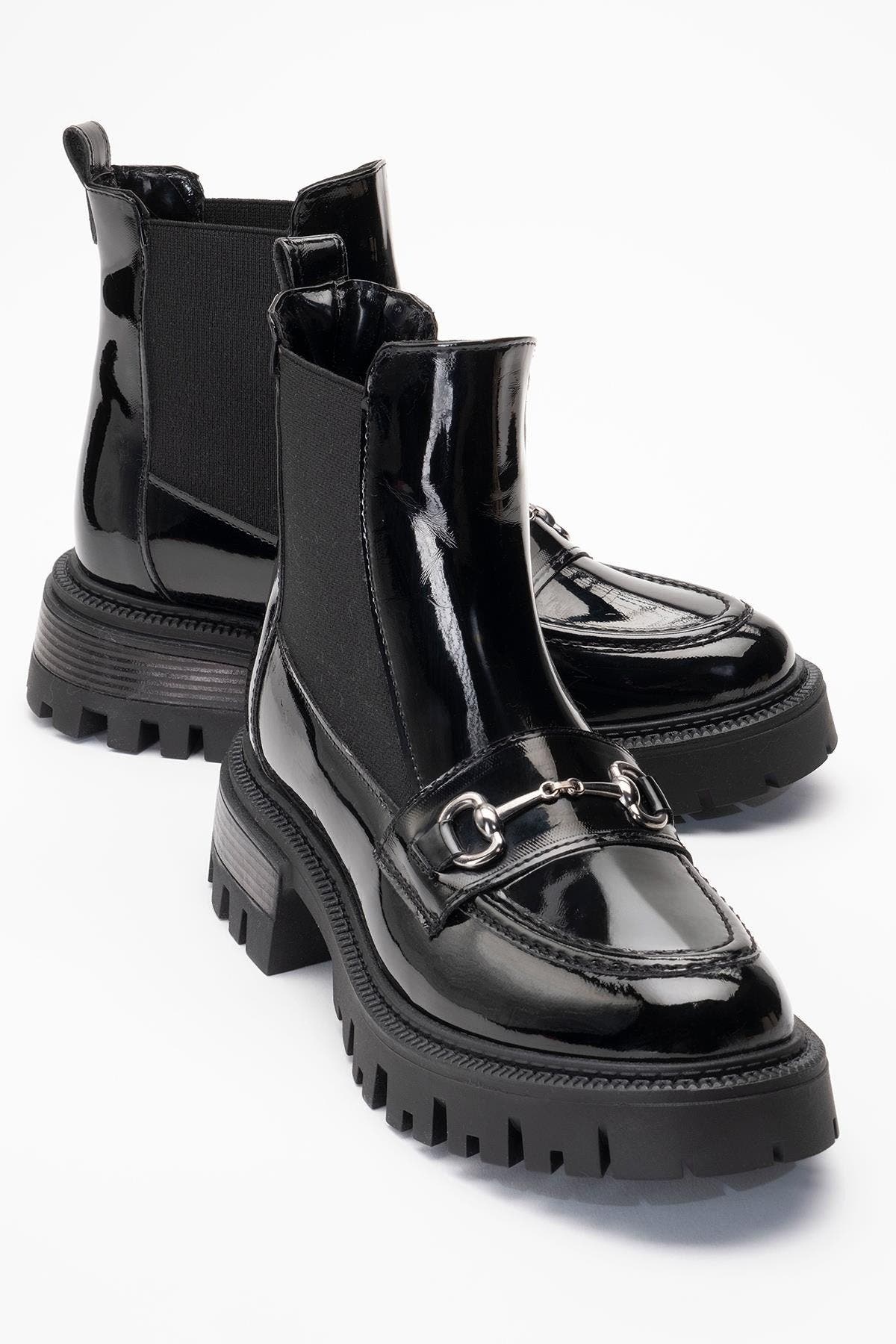  Black Patent Faux Leather