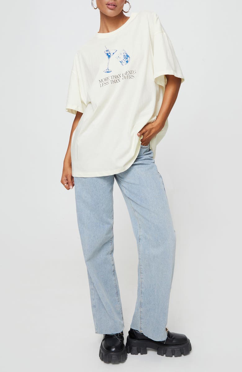 Princess Polly More than Friends Oversize Organic Cotton Graphic T-Shirt, Alternate, color, 