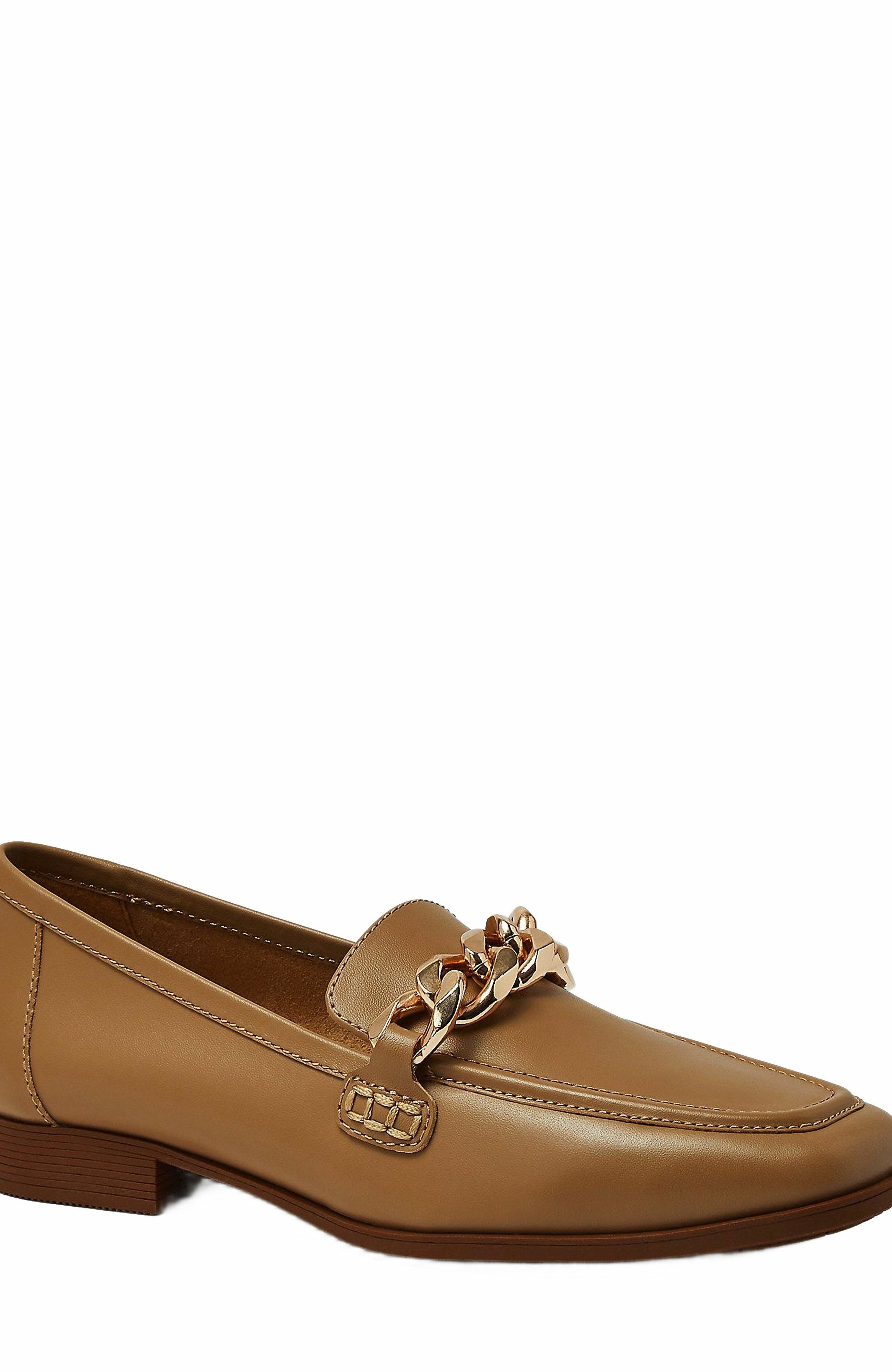 Lands' End Chain Leather Loafers, Alternate, color, Honey Beige Leather