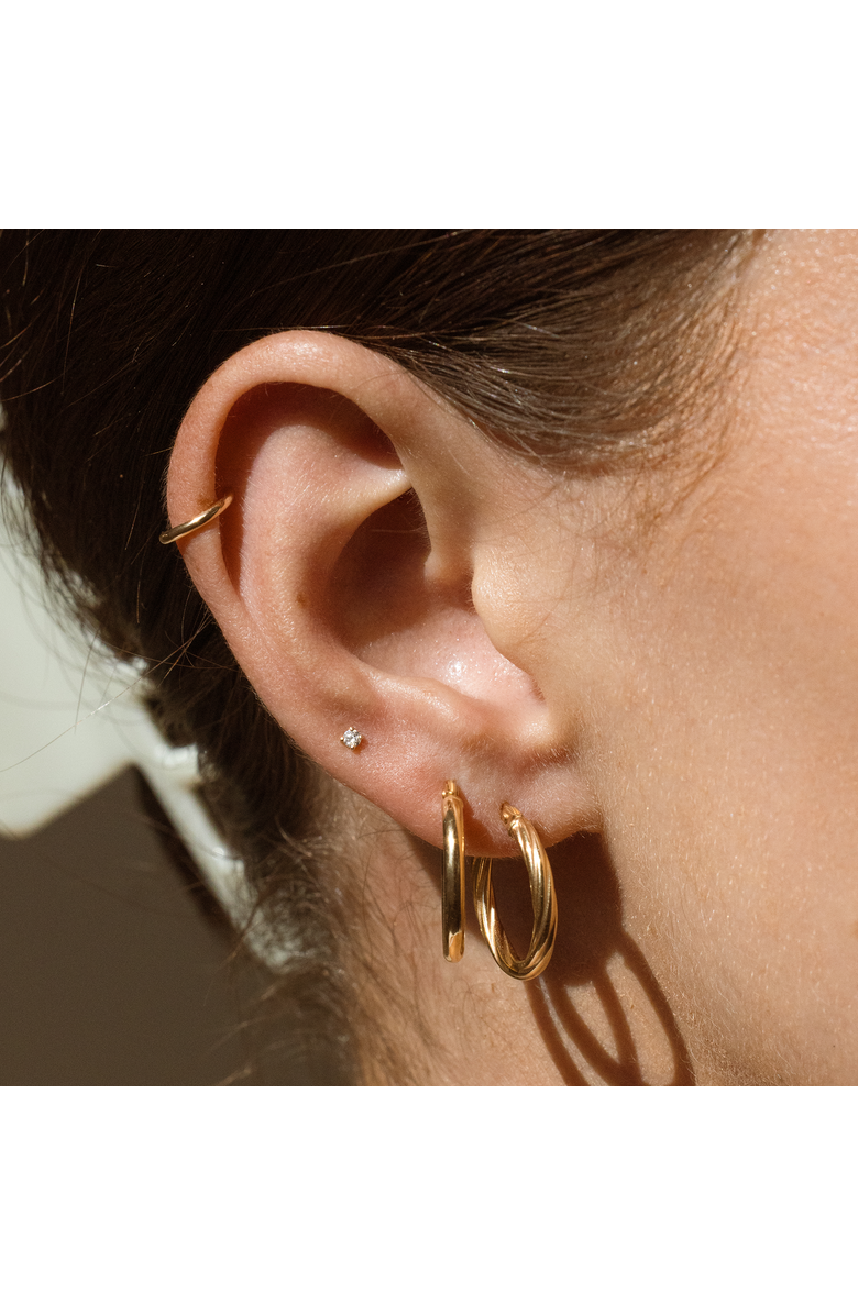 MADE BY MARY 14k Diamond Prong-Set Stud Earring (Flat Back) - Single, Alternate, color, 14K Solid Gold