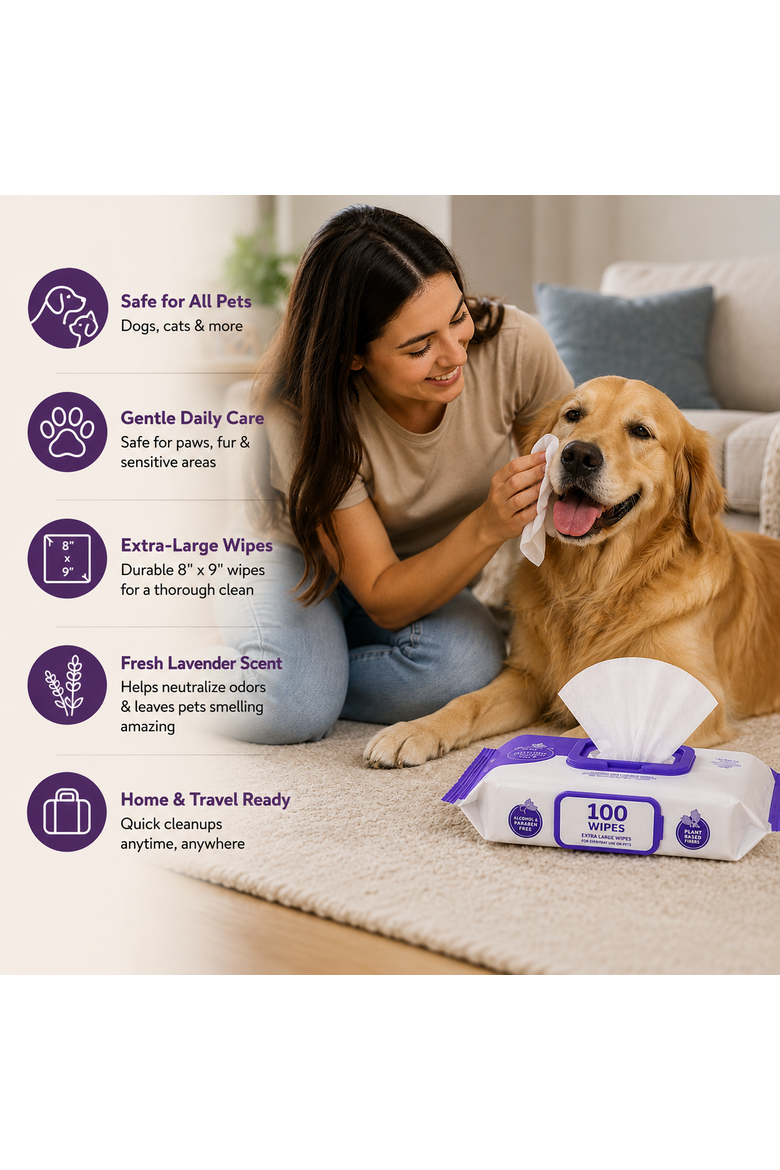 Lavender Pet Wipes 12-Pack, 1200 Wipes, Alternate, color, White
