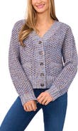CeCe Tuck Stitch Grandpa Button-Up Cardigan