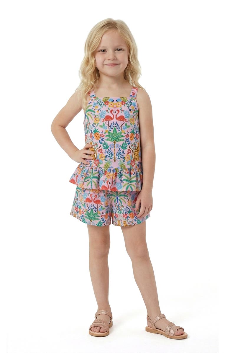 Andy & Evan Kids' Peplum Tank & Shorts Set, Alternate, color, Pkt- Pink Cheetah