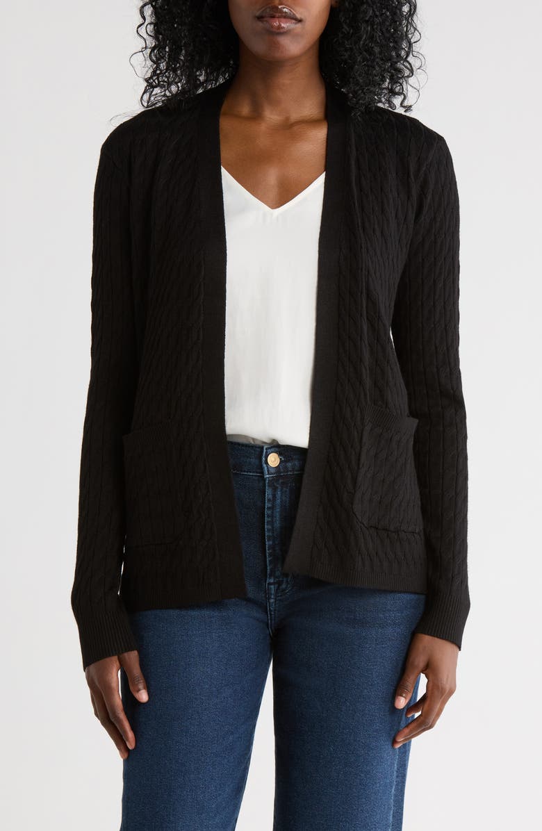 CYRUS Cable Knit Cardigan, Main, color, Black