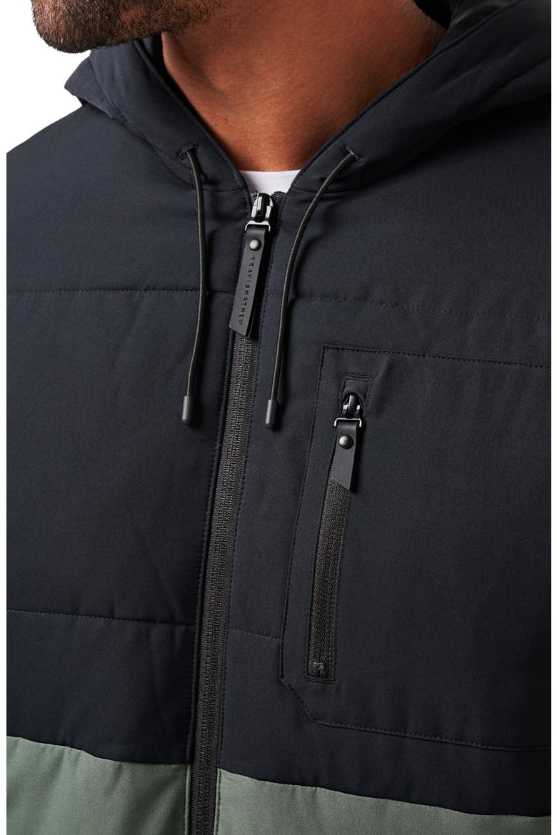 Torch Runner Colorblock Quilted Hooded Jacket, Alternate, color, BLACK/GREEN