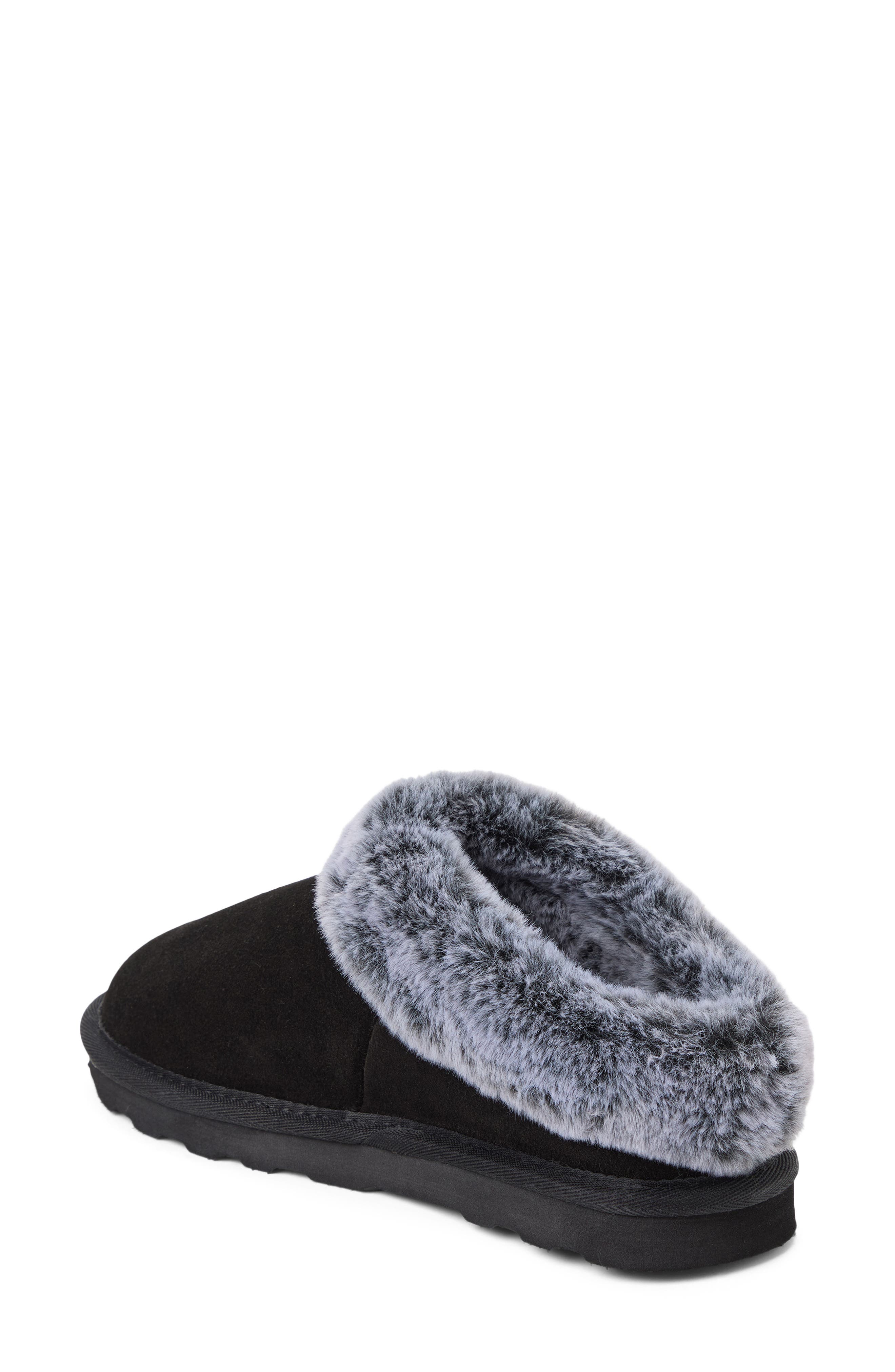 Suede Faux Fur Lined Clog, Alternate, color, BLACK