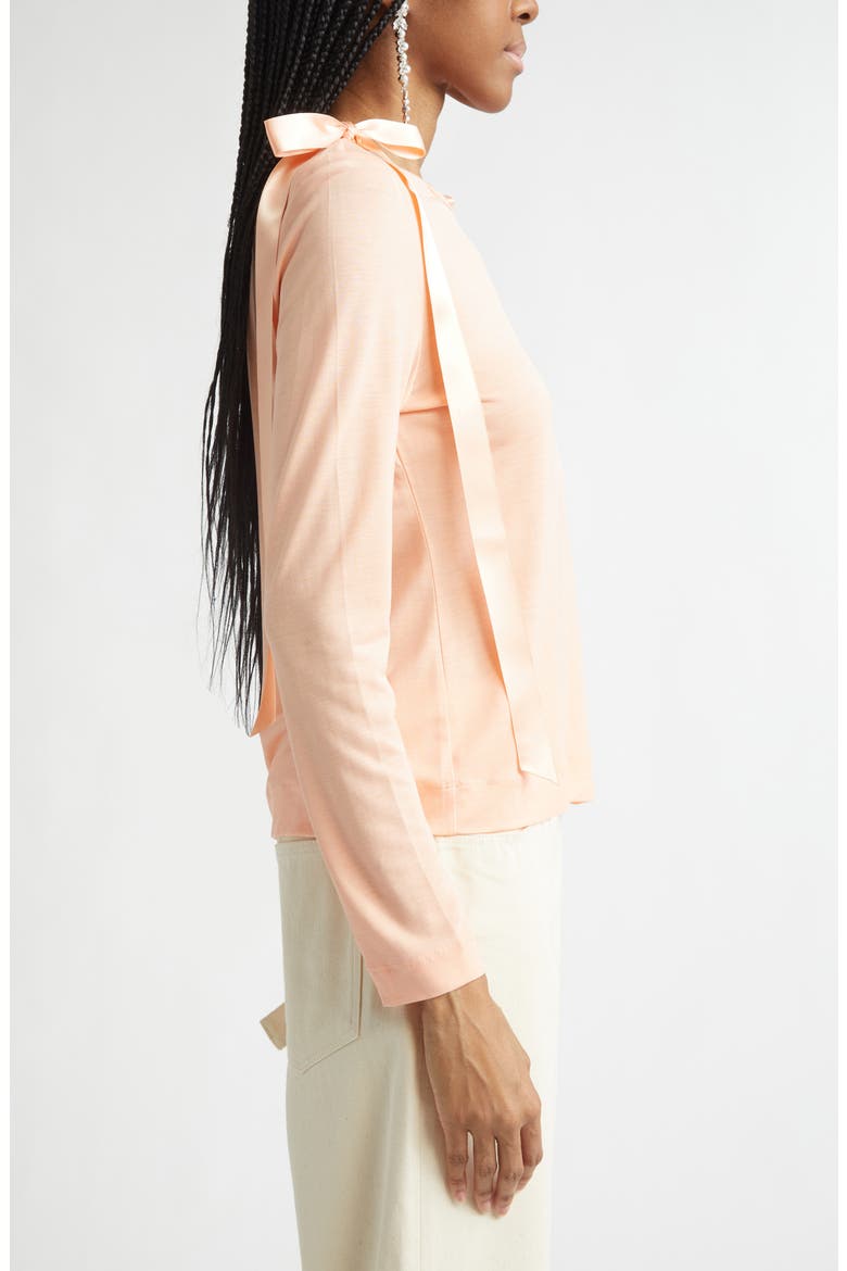Bow Ribbon Tail Long Sleeve T-Shirt, Alternate, color, CLEMENTINE