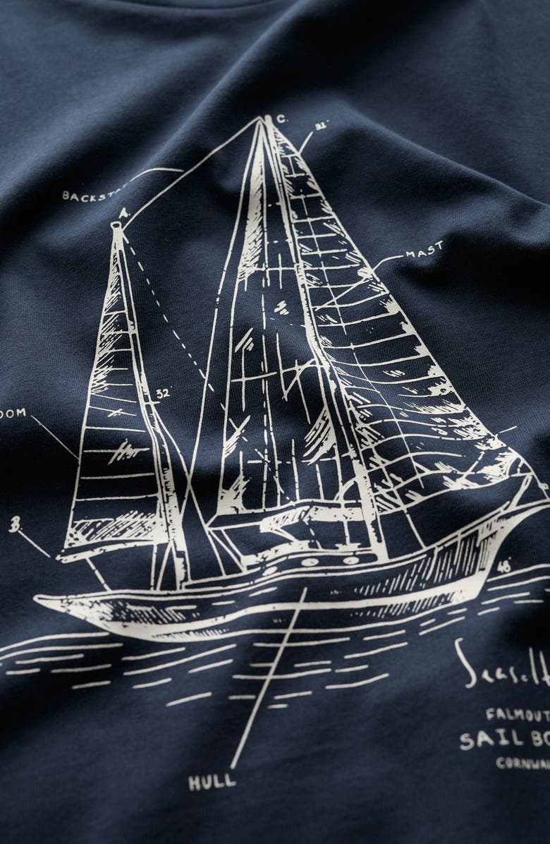 Seasalt Cornwall Midwatch Graphic T-shirt, Alternate, color, Boat Sketch Maritime