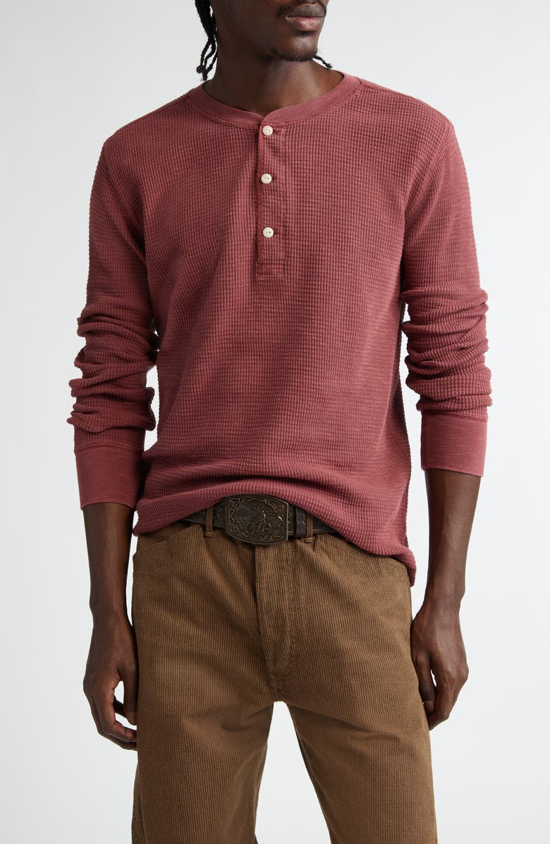 Double RL Garment Dye Waffle Knit Henley, Main, color,