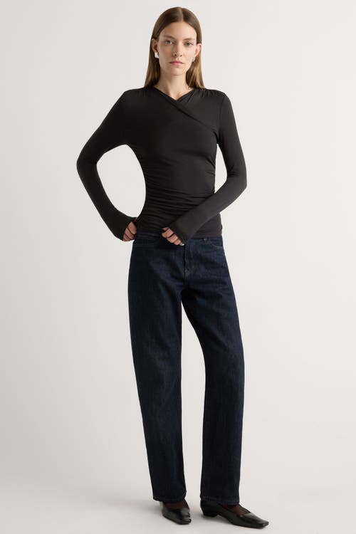 Modern Citizen Lilou Wrap-neck Long-sleeve Tee In Black