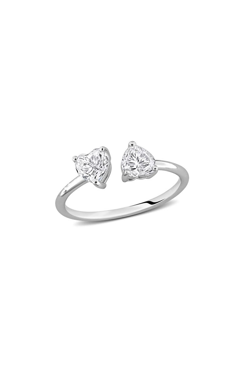 Moissanite Dual Heart Ring, Main, color, WHITE
