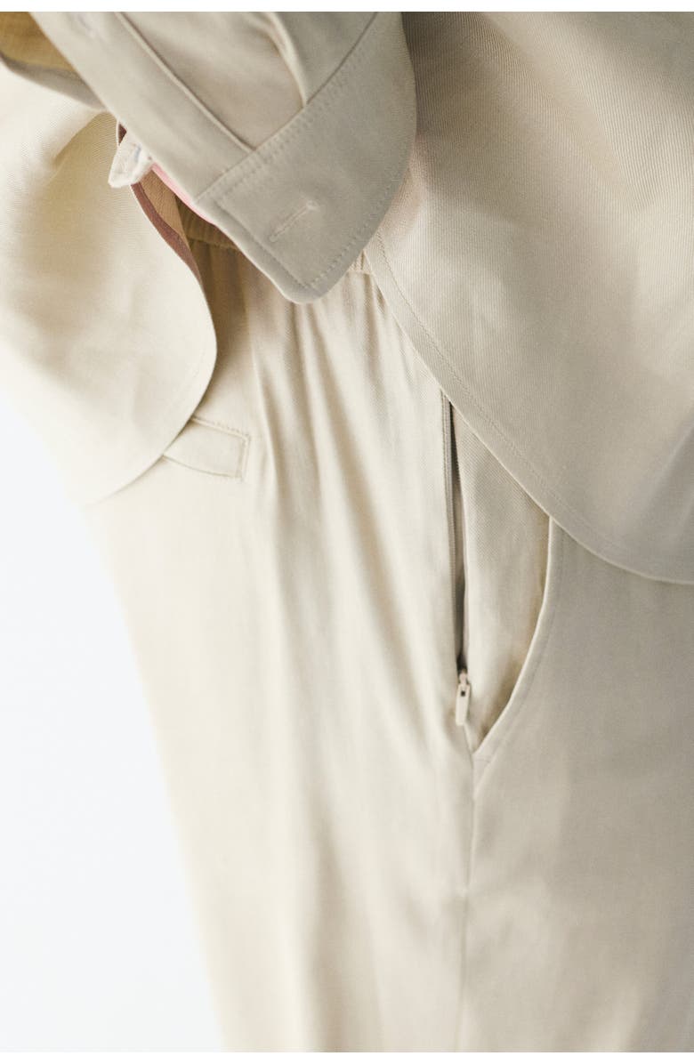 H&M Easy care loose-fit linen-blend pants, Alternate, color, Light Beige