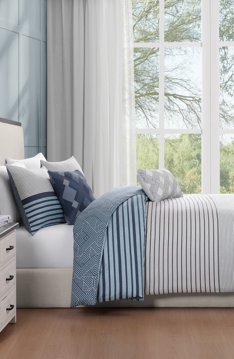 Bebejan Blue Geo Lines 5-Piece Reversible Comforter Set, Alternate, color, Blue