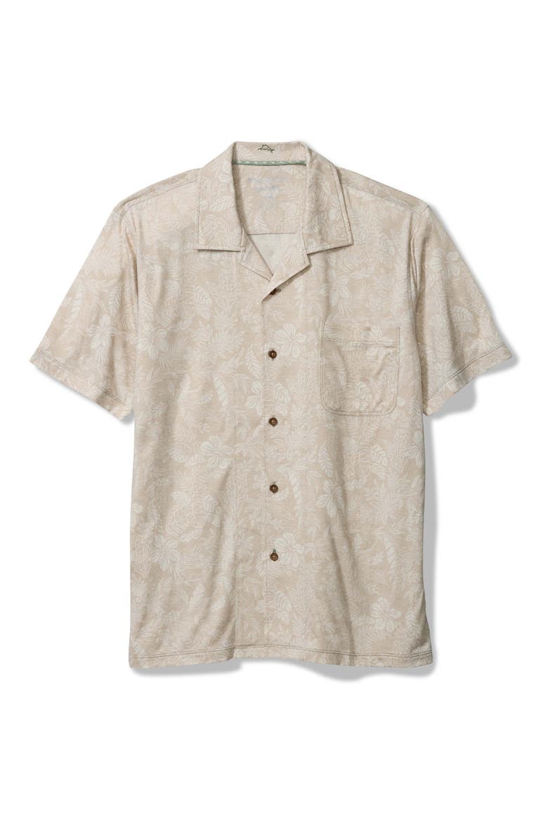 Vista Mar Leaf it to Me Short Sleeve Camp Shirt, Main, color, KHAKI SANDS