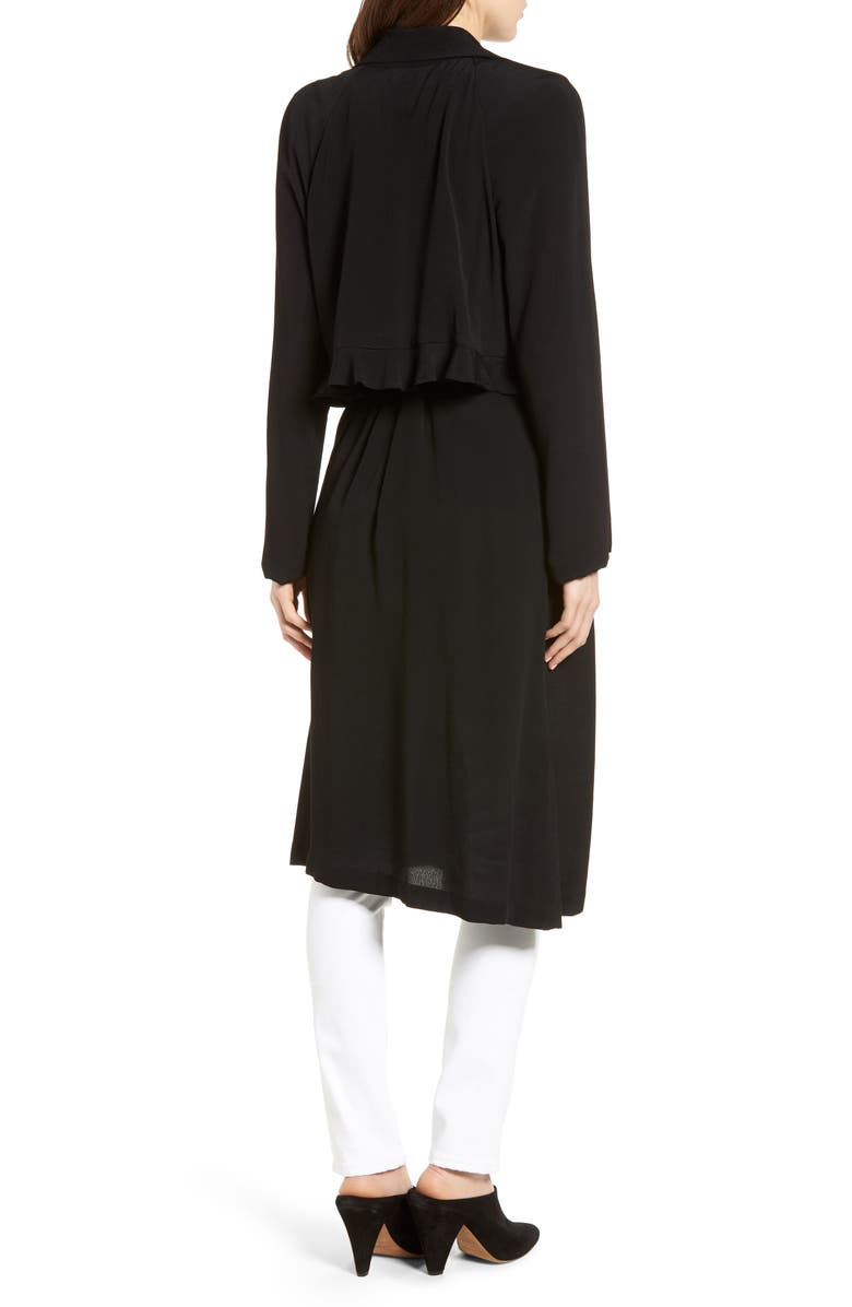 Trouvé Ruffle Drape Front Belted Duster Jacket, Alternate, color, 