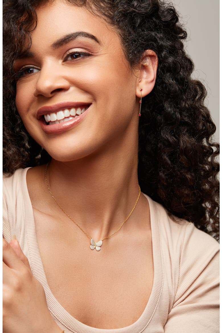 Diamond Butterfly Pendant Necklace (Nordstrom Exclusive), Alternate, color, 18K YELLOW GOLD