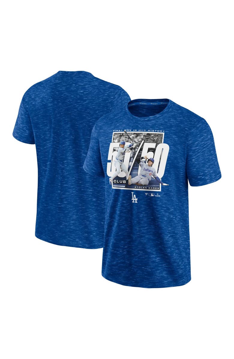 FANATICS Men's Fanatics Shohei Ohtani Royal Los Angeles Dodgers 50/50 Club Space Dye T-Shirt, Alternate, color, 