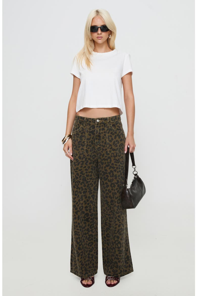 Briony Leopard Print Wide Leg Jeans, Alternate, color, BROWN