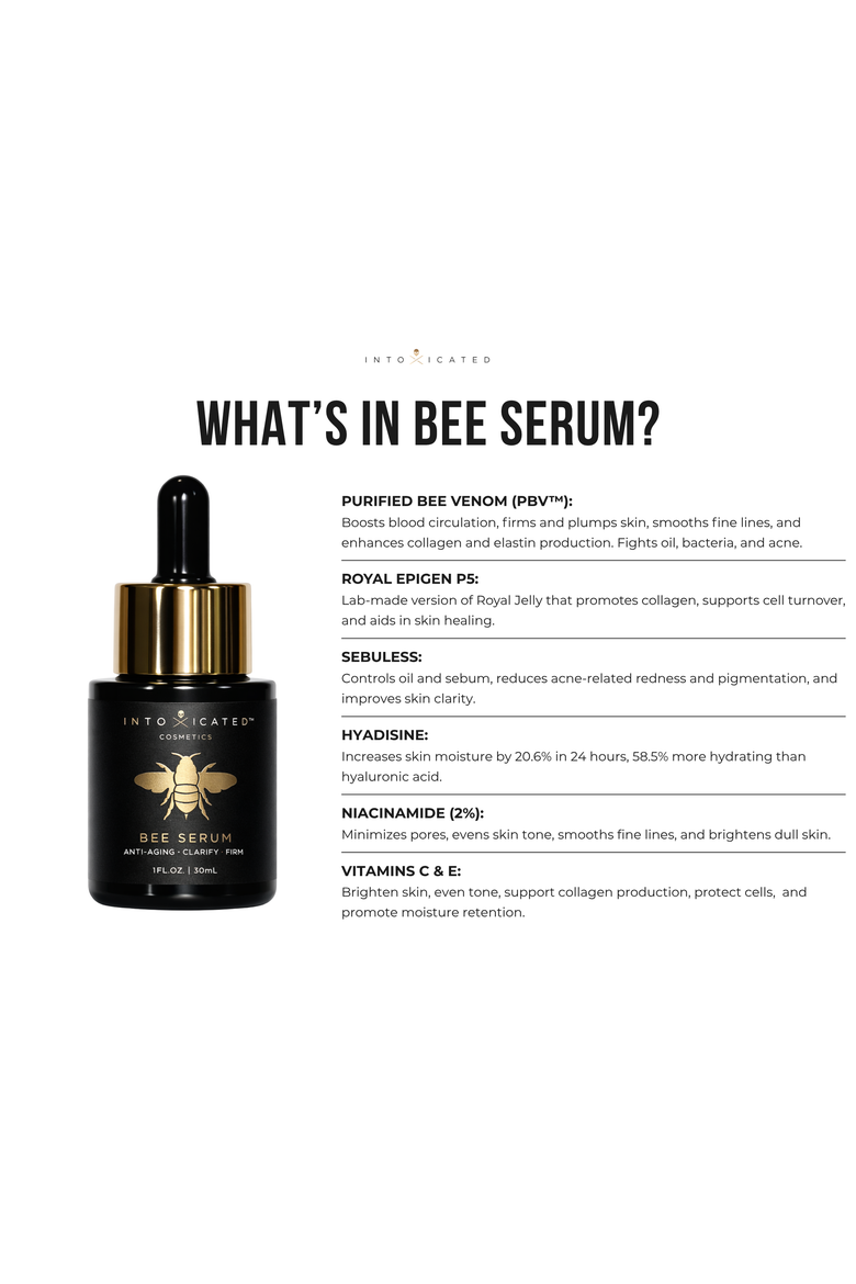 Bee Serum | 1 fl.oz./30ml | Boosts Blood Circulation, Promotes Collagen Production, and Reduces Acne with Purified Bee Venom & Royal Epigen P5, Alternate, color, None